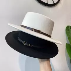 Imagem do Chapéus de feltro chapéu de feltro de aba de lã decorado com fivela de cinto chapéus de feltro de lã retro boné de jazz inverno outono quente estilo britânico bonés de boater
