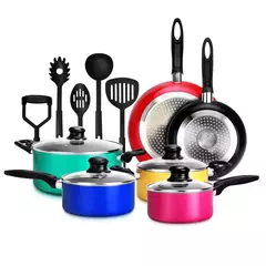 Conjunto de panelas antiaderente, Utensílios de cozinha, panelas e panelas, Panelas de cozinha antiaderentes, 15 pcs