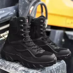 Botas de couro masculinas, sapatos casuais ao ar livre, designer leve, botas de trabalho quentes, botas artesanais clássicas