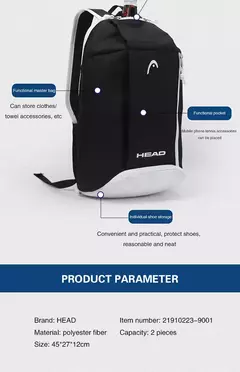 Sacos De Raquete De Tênis De Cabeça, Mochila de grande capacidade, Badminton Sports Shoulder Bags, Sacos de sapato individuais - Wolf Magazine