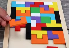 Imagem do 3d quebra-cabeça de madeira para bebê e criança, rússia cor quebra-cabeça, lógica jogo, brinquedo quadrado, natal presentes