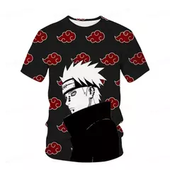 Naruto Cartoon Anime T-shirt para crianças, novidade, manga curta, camiseta masculina, tops infantis, roupas de verão, crianças de 4-14 anos