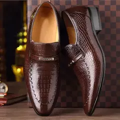 Mens PU Sapatos De Couro De Luxo Crocodilo Padrão Homens Vestido De Negócios Sapatos Casual Sapato Social Masculino Calçado De Casamento Zapatos Hombre