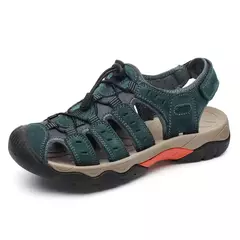 Novas sandálias masculinas de couro genuíno macio sandálias sapatos masculino - comprar online