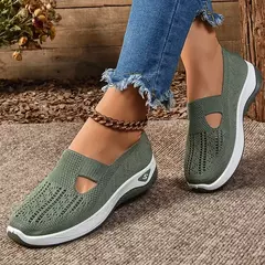 Sapatos mistos de tricô elástico para mulheres, mocassins de plataforma respirável de malha externa, sapatilhas leves resistentes ao desgaste, verão - comprar online