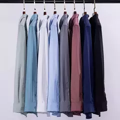Homens de Manga Longa Stretch Camisas, Anti-Rugas Camisas, Slim Fit, Blusa de Negócios Sociais, Branco, Novo, S-8XL - comprar online