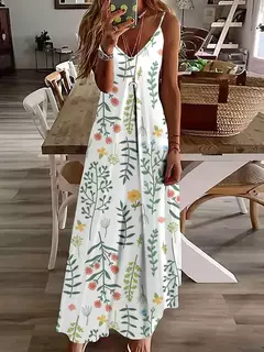 Vestido de cabeçada com estampa floral elegante feminino, casual roupas de praia, plus size, férias, Havaí, novo, 2024 - loja online
