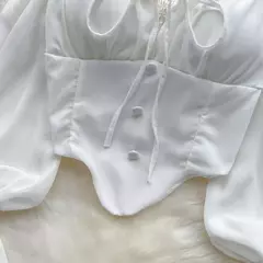 SINGREINY-Blusa Chiffon de Manga Flare para Mulheres, Tops Ruffle, Cintura Elástica Sólida, Halter Backless, Slim Ladies, Harajuku Sexy Blusa Curta na internet