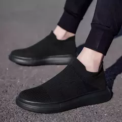 Sapatilha respirável casual masculina, sapatos de deslizamento ultraleves, boca de meia malha, sapatos esportivos para corrida, primavera na internet