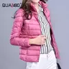 Casaco de sopro ultraleve e leve feminino, jaqueta quente, parkas coreano slim fit, curto, moda feminina, 15 cores, 5XL, primavera