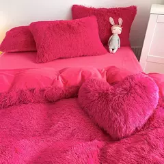 Conjunto de cama luxuoso preto macio, capa de edredão Shaggy, 2 fronhas, zíper, veludo macio, 3pcs - loja online