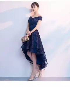 Vestido curto fora do ombro, elegante vestido de baile, frente curta e costas lo - loja online
