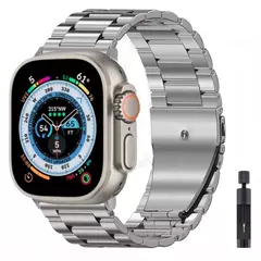 Pulseira de Aço Inoxidável para Relógio Apple, Pulseira High-End, Ultra 2, 49mm, 9, 8, 7, 45mm, 41mm, iWatch 6, 5, 4, 3, SE, 44 milímetros, 42 milímetros, 40 milímetros - loja online