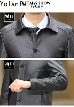 YOLANFAIRY-Jaqueta de couro genuíno masculina, jaquetas inteligentes finas e longas, casaco fino casual, nova primavera, outono - Wolf Magazine