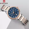 NAVIFORCE-Relógio de pulso de quartzo feminino, elegante pulseira de aço inoxidável, relógio feminino, marca de luxo superior, 8040