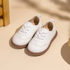 Kidsun crianças retro sapatos casuais de couro confortável respirável borracha macia anti-deslizamento sola plana rendas até cor sólida sapato plano na internet