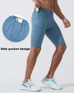 Imagem do Shorts de compressão rápida para homens, calças justas para musculação, leggings fitness, cintura elástica, calças esportivas, ginásio correndo