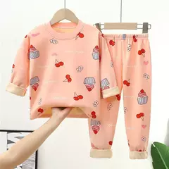 Imagem do Conjuntos quentes de pijama infantil, além de roupas de veludo, pulôver e calças estampadas, roupas de duas peças, moda infantil, outono, inverno, 1-14 anos