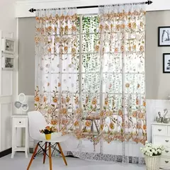 Peony Tule Cortinas para Porta e Janela da Cozinha, Jacquard Sheer Voile, Cortinas de Fios, Sala e Quarto, 100x200cm, Y, 1PC - loja online