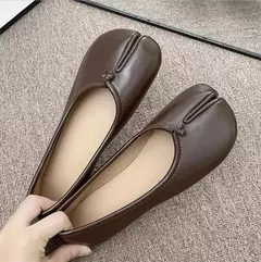 Mocassins de couro aconchegantes estilo japonês para mulheres, sapatilha de bailarina feminina, casco dividido, ninja tabi flats, Mary Jeans, sapato mocasines na internet
