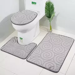 Jogo antiderrapante da esteira do banho do banheiro, Tapete De Cobblestone, Tapetes de chuveiro absorventes, Tampa do vaso sanitário, 2Pcs Set, 3 Pcs - comprar online