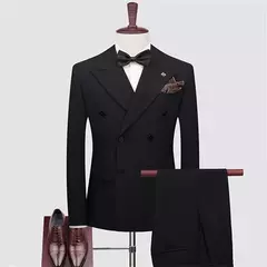 Vestido de smoking de casamento de três peças para homens, terno de negócios, social, cor sólida, trespassado, noivo, moda, jaqueta, calça, colete, novo - loja online