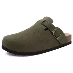Chinelos Antiderrapantes Kidmi-Camurça para Homens e Mulheres, Mulas Clássicas de Cortiça, Sandálias Fivela Ajustável, Moda Exterior - Wolf Magazine