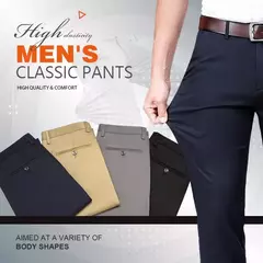 Calça stretch clássica masculina, calça de cintura alta, casual, casual, primavera, verão, drop shipping - Wolf Magazine