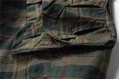 Imagem do Shorts de praia xadrez casual masculino, calça curta militar, bermuda masculina, macacão de carga, sem cinto, moda, verão, 2024