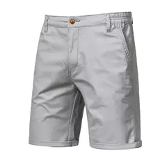Imagem do Calções de praia masculinos com elástico na cintura, 100% algodão, social, casual, negócios, alta qualidade, 10 cores, novo, verão, 2021