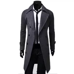 Casaco trench mistura de lã slim fit masculino, jaqueta monocromática, moda casual, alta qualidade, outono, inverno, 2024 na internet