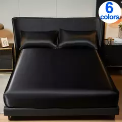 Elegante cetim equipado lençol, folha equipada, luxuoso Universal King e Queen Size, 35cm de altura, adiciona opção para sua decoração do quarto - Wolf Magazine