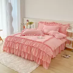 Microfibra cama Duvet Cover Set, Ruffle Duvet Cover, Rainha Gêmea, 100% Lavado, gasto Chic Farmhouse Pillow Shams, 3Pcs - comprar online