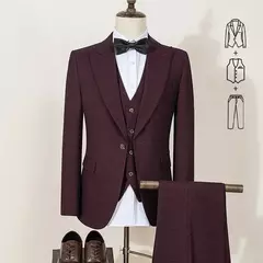 ST Cassy Conjunto de terno azul masculino de 3 peças, slim fit, blazer de casamento, vestido de festa, escritório de negócios - Wolf Magazine