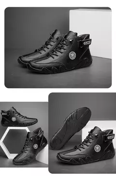 Imagem do CLOHOO-Sapatos masculinos casuais de couro, tênis ao ar livre, sapatos confortáveis, botas masculinas de luxo, nova moda, 2024