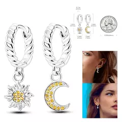 Brincos de argola de prata 925 para mulheres pendientes zircão formato de coração estrela brinco original joias da moda