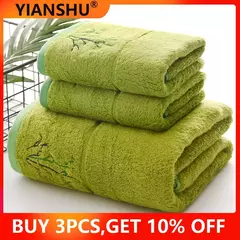 Conjunto de toalhas de fibra de bambu bordadas para adultos, alta qualidade, cor sólida, super absorvente, toalhas de banho para casa e toalhas de mão