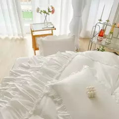 Microfibra cama Duvet Cover Set, Ruffle Duvet Cover, Rainha Gêmea, 100% Lavado, gasto Chic Farmhouse Pillow Shams, 3Pcs - comprar online