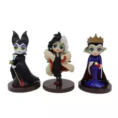 8cm 3 pçs/set disney q posket petits vilões descendentes 2 malévola cruella de vil rainha figura de ação modelo presente brinquedos na internet