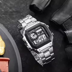 YIKAZE-Relógio masculino de luxo em aço inoxidável, relógios digitais militares, relógio impermeável, relógio de pulso LED - loja online
