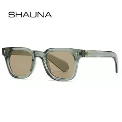 SHAUNA-Óculos Retro Quadrados Rebites para Homens e Mulheres, Óculos de Sol Verdes, UV400 Shades, Fashion