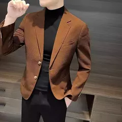 Fatos e blazers xadrez masculinos, moda masculina casual, jaqueta grife de luxo, roupas grife premium, branco e marrom, casacos de festa, verão