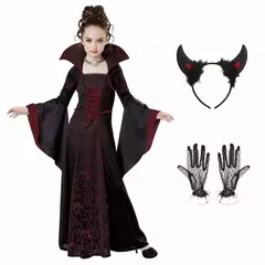 Traje de halloween para crianças fantasia de vampiro fantasia de halloween meninas vestido tutu longo roupa de carnaval infantil roupas de penas góticas - Wolf Magazine