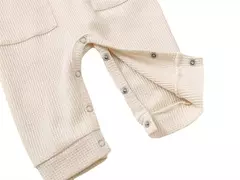 Primavera outono bebê recém-nascido macacão de algodão sólido macio infantil macacão com bolso menina menino manga longa bebe pijamas wodden botões - comprar online