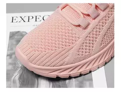Sapatos esportivos respiráveis para mulheres, tênis casuais, mocassins com renda, malha de malha, moda feminina, marca designer, 2024 na internet