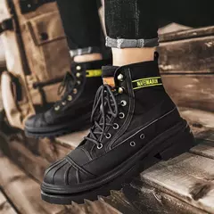 Botas de vaqueiro casuais masculinas, Sapatos de segurança plataforma para trabalho, Botas táticas militares, Montanhismo ao ar livre, Inverno