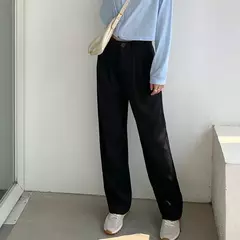 HELIAR-calça feminina de cintura alta, calça reta para senhoras do escritório, botão casual, calça preta solta, nova, outono