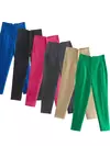 Willshela-Calça reta de cintura alta feminina, calça de zíper frontal, comprimento total, moda feminina chique, vintage