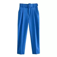 TRAF-Calças de escritório femininas de cintura alta, calças cortadas, roupa formal, roupas profissionais, outono - loja online