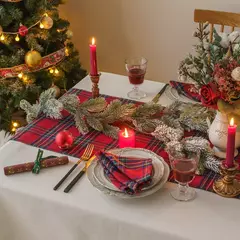 Imagem do Classic Scottish Tartan Plaid Cloth Guardanapos, casa, hotel, decoração de mesa de jantar, Natal, 40x40cm, 4pcs por conjunto, 2023